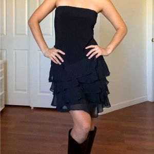 WHBM Ruffle Hem Strapless Dress